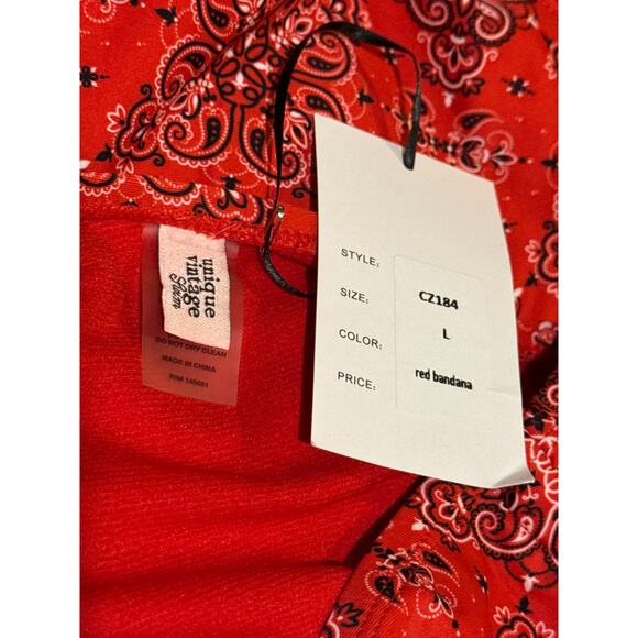 Unique Vintage Red Bandana Print Provincetown Swim Bottom L NWT - Picture 4 of 4